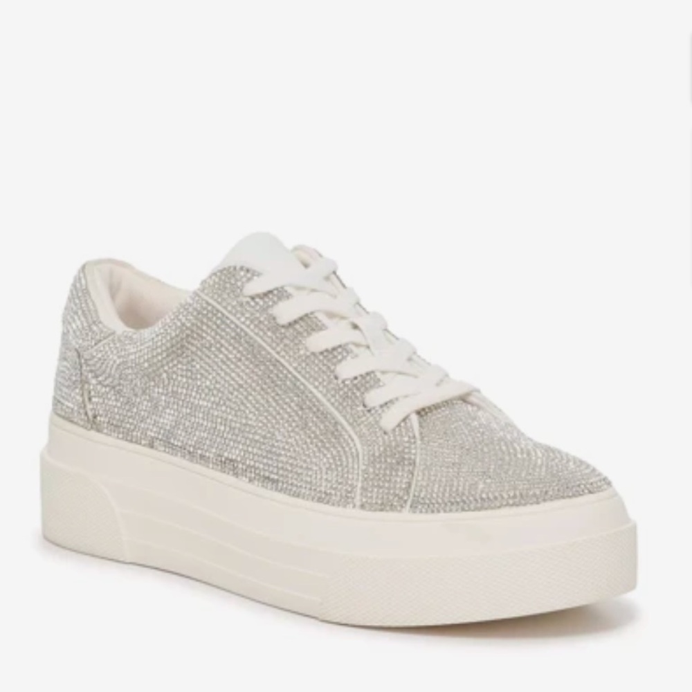 Jessica Simpson Silver Crystal Platform Sneakers